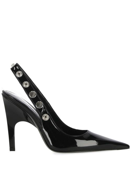 black calf leather patent finish stud embellishment THE ATTICO | 241WS775E056S100